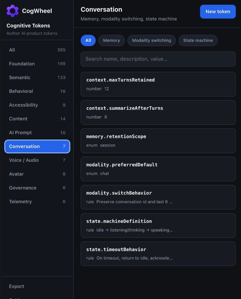 Conversation in the CogWheel plugin